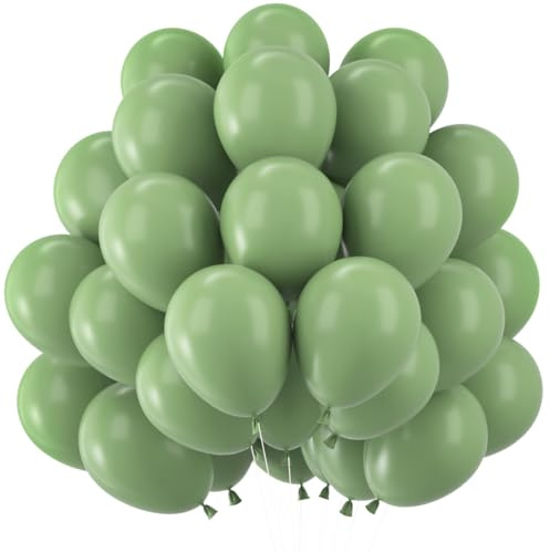 Luftballons Grün, 60 Stück 12 Zoll Bohnengrüne Latex Ballons, Retro Salbeigrüne Helium Ballon Partyballon für Geburtstag Girlande Hochzeit Valentinstag Graduierung Kommunion Party