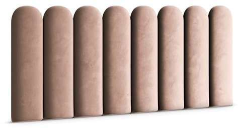 Muralo Panel de Pared Tapizado Magic Velvet - 20x80 cm, Rosa | Cojín de pared acolchado en terciopelo, efecto 3D, montaje en la pared con adhesivo, ideal como cabecero de cama o respaldo