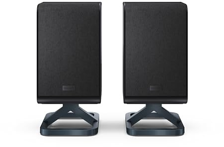 SHARP HT-SPR52021(BK) Wireless Rear Speakers – 200W Surround Sound, Dolby Atmos & DTS:X, Upfiring Drivers, Wall-Mountable – Exclusive Q Soundbar Range - In Black