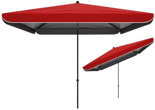ZYXQQJ 6.5Ft/7.2Ft Patio Umbrella UV Protection Beach Umbrella Portable Adjustable Tilt Sun Umbrella Water Resistant (No Base) (Color : Red, Size : 1.8x2.2m/5.9x7.2ft)