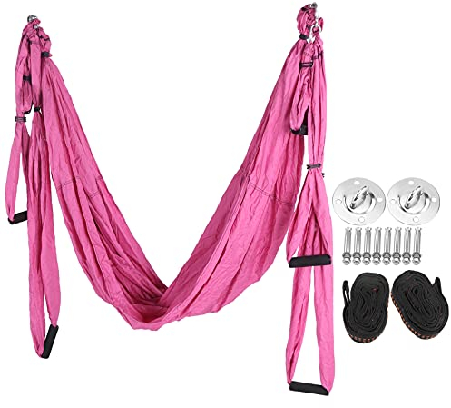 HELEVIA Ultraleichte Yoga-Hängematte, Anti-Yoga, Schaukel, Heim-Fitness-Zubehör (Rosa)