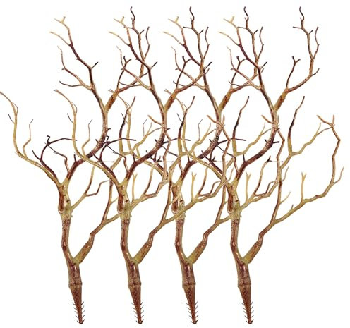 Wensmy 4Pcs Artificial Antler Branch Decoration Tree Shaped Witch Twigs Plastic Fake Shaped (light brown)