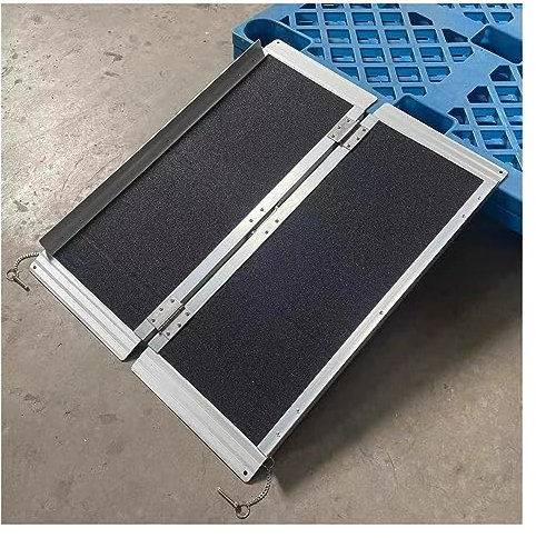 Schwellenrampe, klappbare Rollstuhl-Schwellenrampen aus Aluminium, rutschfeste Rampen für Türschwellen, Treppen, Bordsteine, Plattformen, Behindertenrampen (Farbe: Silber, Größe: