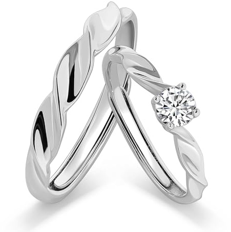 Meissa Amor Eterno Anillo de Pareja Plata de Lay 925 Circonita cúbica, Anillo de Compromiso Boda Joyería de aniversario, Juego de dos Anillos