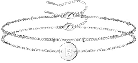 RMMD Armband Silber - 18K Weißgold Vergoldete Armband Damen Silber Personalisierte Armbänder mit Buchstaben R Silberschmuck Geschenke für Frauen Mädchen Geburtstag Geschenk