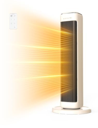 AIRMATE Chauffage d'appoint de Grande Pièce de 63cm, Chauffage Electrique de 2000W, Chauffage Soufflant en Céramique PTC économique, Radiateur Electrique (Blanc cassé)