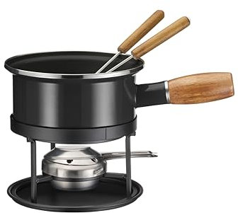 MÄSER, Juego de fondue de queso en esmalte negro para 2 personas, juego de fondue para dos personas, esmaltado, color negro