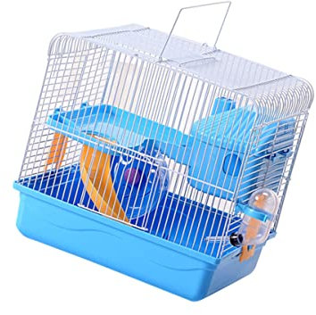 POPETPOP Doppelschichtiges Hamsterkäfig Für Kleine Haustiere Mit Laufrad Und Auslaufsicherer Wasserkanne Villenkäfig Mit Großen Öffnungen Für Einfachen Zugang Und Reinigung