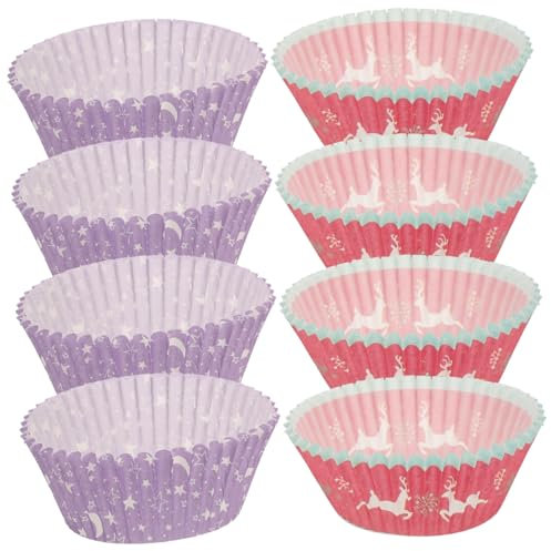 CHILDWEET 250 Stück Öldichte Kuchenbecher Für Weihnachtsbackbleche Papiereinlagen Für Cupcake-förmchen Backbedarf