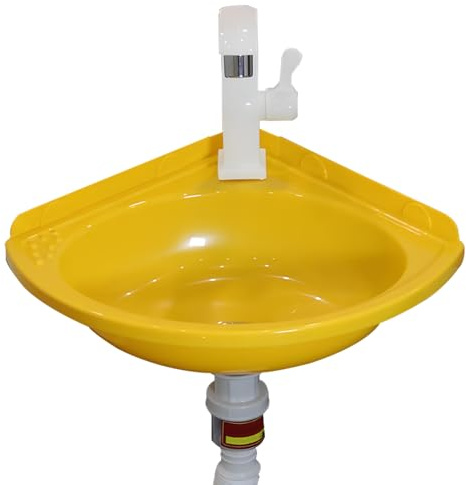 Wandhängendes Waschbecken aus Kunststoff Dreieckiges Badezimmerwaschtisch Kleine Spülbecken Eckwaschbecken Ausgussbecken,für Waschküche Garten Camping,inkl Ablaufgarnitur
