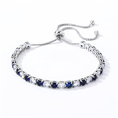 HSHSWA Armband Damen Tennis Armbänder Kristall Slider Frauen Diamant Zirkonia Lady Geburtstagsgeschenke-blau