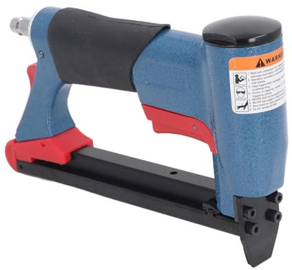 Pistola de Grapas Neumáticas de Madera, Grapadora de Tapicería de Modo FS8016, Construcción de PVC Elaborada, sin Deslizamiento, Profundidad de Uñas Extendida, Interruptor de