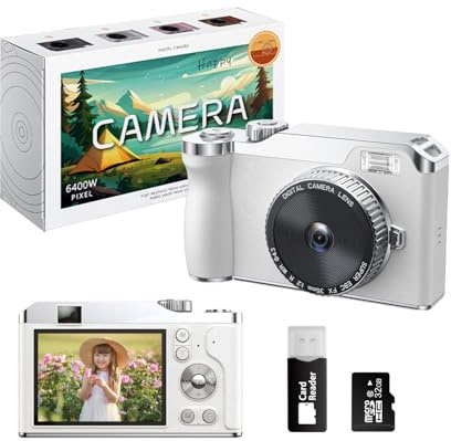 HEYMAO Kids Digital Camera,64MP & 4K Dual Lens Children's Digital Camera,16x Zoom,with 2.4 IPS anti-glare screen,32GB SD Card Included, for Boys Girls 3-12 Years Old