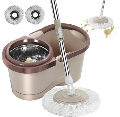 Juego de fregona y cubo, fregona automática, diseño de escurridor que ahorra mano de obra, herramienta eficiente, limpieza sin esfuerzo, para salas de estar, cocina, balcón, sala de estudio, fácil