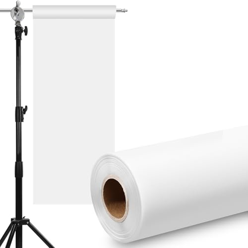 Nezyo Light Diffuser Sheet 15.75 x 984 Inch/ 0.4 x 25 M Extra Long Diffusion Film Sheet Lighting Gel Diffuser Roll White Diffusion Paper Roll for LED Flash Strobe Light Photography Video