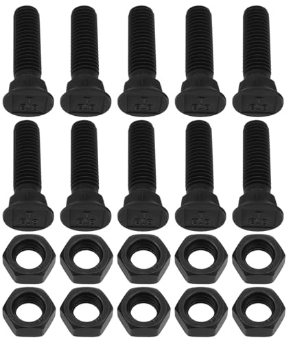 Briny River 10x Boulons de Charrue Simples M10 X 40 Mm Vis Planétaires en Acier Au Carbone de Qualité 8.8 pour Cultivateurs