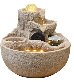 Fontana da interni Feng Shui Fontana a cascata con ricircolo d'acqua, decorazione for attrazione di ricchezza, for rilassarsi al chiuso e sul tavolo da giardino roccioso Home Fontana