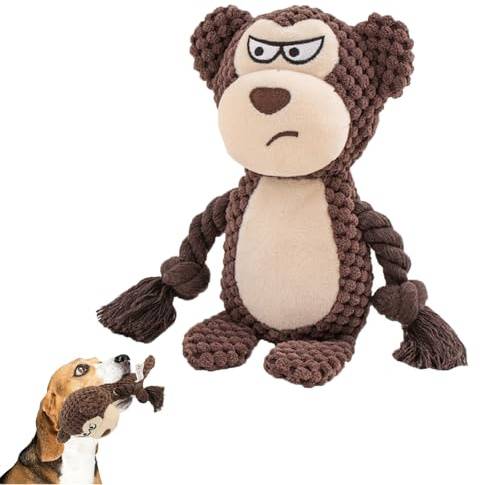 ZYEKIU Hundespielzeug, Hund Quietschspielzeug, Plüschtier Hund Plüsch Kauspielzeug, Baumwollseil Interaktives Spielzeug für Welpen, Mittlere Hunde Unkaputtbar Spielzeug Kuscheltier Für Dog (AFFE)