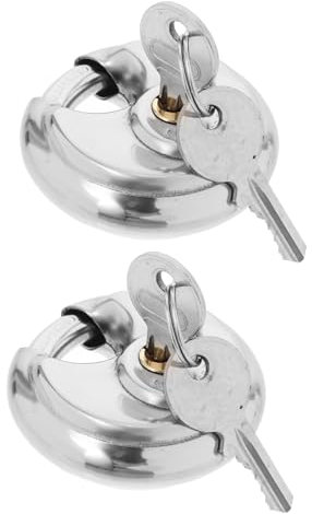 Luxshiny 2 Pièces Cadenas à Disque Inoxydable Verrouillage Sécurisé et Étanche pour Conteneurs Remorques et Abri avec Clés Protection Fiable et
