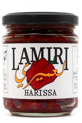 Lamiri Harissa Authentic Premium Tunisian Harissa Paste - 190 g, Traditional North African Chilli Pepper Condiment, All-Natural, Vegan & Gluten-Free - Ideal for Cooking, Marinades & Dips