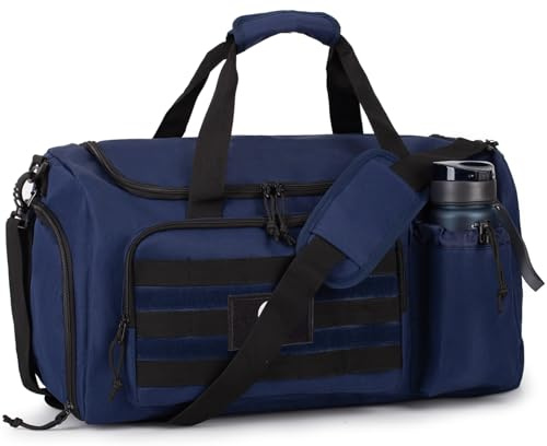 Tactical Gym Bag for Men, 60L Large Duffle Holdall Bag with Shoes & Wet Compartment, Multi-Functional Sports Weekend Travel Bag for Camping, Hiking, Outdoor Sports
