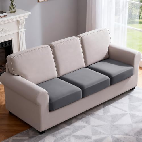 TAOCOCO Couch Cushion Covers 3 Pieces Stretch Couch Covers for 3 Cushion Couch, Sofa Seat Covers Soft Washable Furniture Protector(3-Piece for Sofa Seat or Backrest, Light Grey)