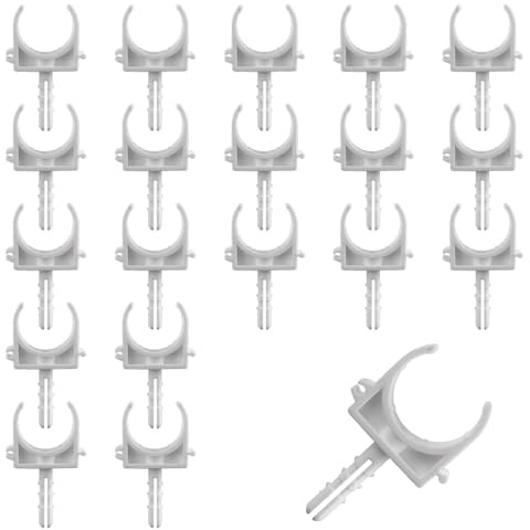 HLIWS 20 Pcs U-Shaped Pipe Clip with Feet,for Fixed Pipes and Hoses | PPR,U-shaped design,non-slip grooves,3.8x7.5x1.2cm,internal diameter:3.2cm,suitable for various pipes (screws not included)