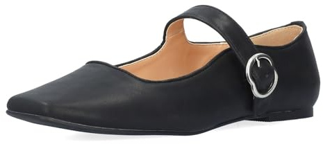 Andrés Machado - Ballerine Mary Jane Donna - AM6050 - Punta Quadrata con Cinturino Largo e Fibbia Laterale - Nero, EU 43