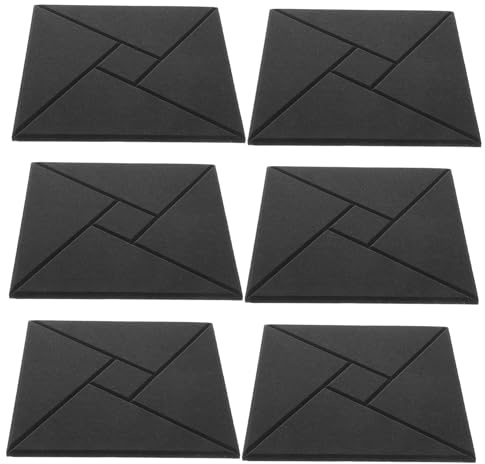 JEWEDECO 6pcs Self-adhesive Acoustic Panels Soundproofing Polyester Fiber for Music Studios Bedrooms Home Cinemas Noise Reduction Speaker Monitor Isolation Pads
