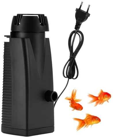 WIYETY Akvarium skimmer filter: 500 l akvarium filterpump, snabbuskiljare organisk svamp akvariefilter, elektriskt akvariefilter för vattenrengöring akvarier ytrengöring