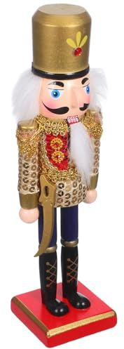 ELAYARD Cascanueces Soldado de Madera Dorado Decoración Navideña Tradicional para Mesa y Árbol de Navidad Ornamento Festivo Compacto y Portátil