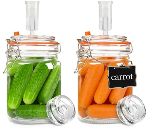 Rlssaki 2 Pièces Bocaux de Fermentation avec Valve et Poids,750ml
