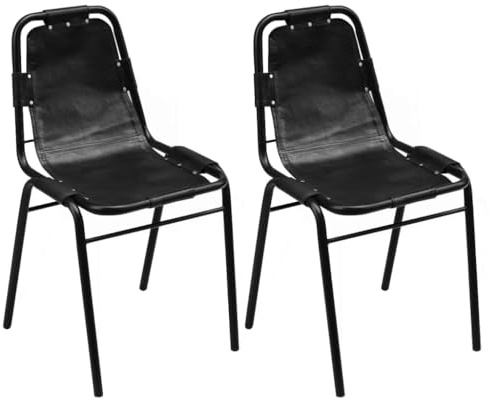Frdhee Polsterstühle Esszimmerstühle Besucherstuhl,Esszimmerstühle 2 STK. Schwarz Echtleder,Für Esszimmer Küche,Modern