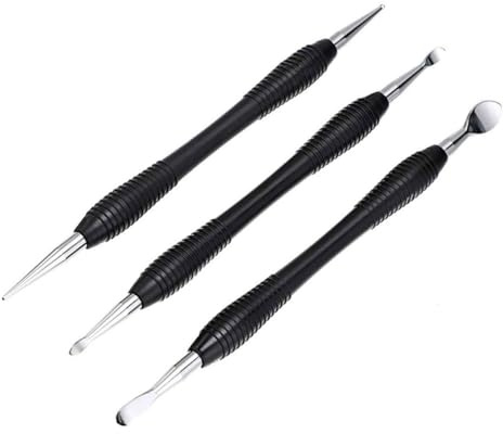 Cabilock Set 3 Pezzi Strumenti per Intaglio Pelle in Acciaio al Carbonio Bulino Artigianale Testa Conica Gancio Profondo e Gancio Superficiale per Incisioni Profonde e Lavorazioni Fai