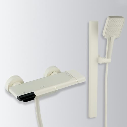 Genérico Grifo Mezclador de Ducha de Pared para Baño Color Blanco Leche con 3 Modos de Ducha Manguera Y Riel Elevador