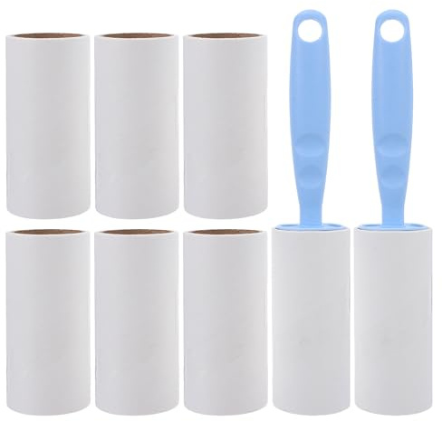 Toddmomy Rodillo Quitapelusas Adhesivo con Mango Azul, Set 1 Unidad 8 Rollos de Repuesto (40 y 60 Hojas), para Pelo de Perro y Gato en Ropa, Muebles y Alfombras, Limpieza en Hogar y Viaje