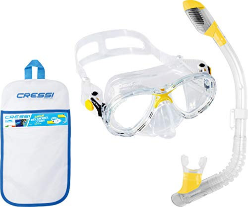 Cressi Boys' Marea und Minidry Schnorchel-Komboset, Transparent / Gelb