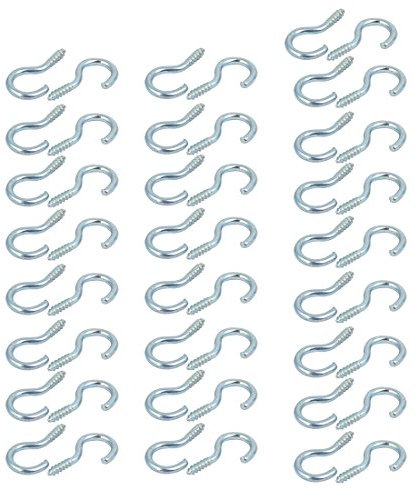 sourcing map 50pcs Ösen Haken Schrauben Sortiment Schraubhaken Ösenhaken Set 2.2mm Gewinde 20mm Länge Silber