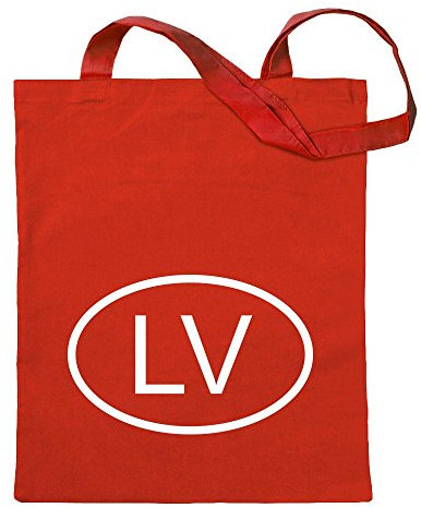 Kiwistar - Baumwolltasche - rot - Lettland LV - Tragetasche Stoffbeutel Umhängetasche Langer Henkel
