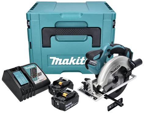 Makita DSS 611 RFJ batería de ion de litio de 18 V – Sierra circular de mano en Makpac + 2 x BL 1830 3,0 Ah Li-Ion batería + 1 x DC 18 RC Cargador