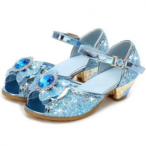 FStory&Winyee Mädchen Prinzessin Sandalen Absatz Kinder nala Schuhe High Heel Glitzer Kristall Mädchen Eiskönigin Kostüm Karneval Verkleidung Party Aufführung Fasching Tanzball