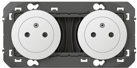 LEGRAND - Prise Double Murale 16A avec Terre dooxie Surface - Prise 2P + T Affleurante avec Fond Rétractable - Fabriqué En France - Blanc