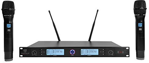 Rockville 200 Channel UHF Wireless Dual Handheld Microphone Mic System (rwm3300ua)