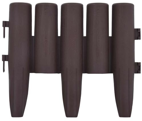 vidaXL 36x Rasenkante Garten Beetumrandung Beeteinfassung Palisade Beetbegrenzung Beet Einfassung Beetzaun Gartenpalisade Braun 10m PP