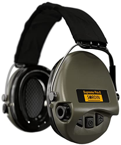 Sordin Protector auditivo Pro-X - 75302-X/BT-G-S - protector auditivo activo de caza - EN 352 - almohadilla de gel, banda de tela y cápsula verde