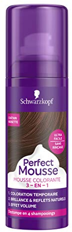 Schwarzkopf - Temporäre Haartönung aus Schaumstoff – Glanz und natürliche Reflexe – Volumeneffekt – Perfect Mousse 3-in-1 – Kastanienbraun 5-68
