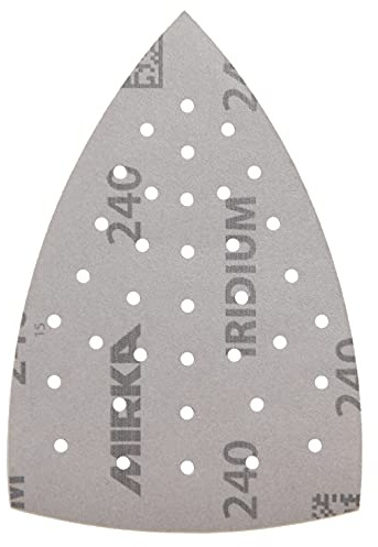 Mirka Iridium Triángulo de lijado Premium Papel de lija 100x152x152mm 36 agujeros cierre adhesivo Grano 240, 10 piezas/Para lijar laca, masilla, imprimación, madera, acero, materiales minerales