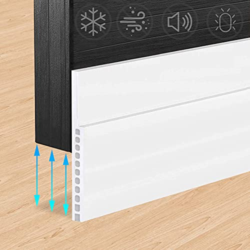 Door Draft Stopper for Huge Gap，3 W x 39 L Adjustable Widened Under Door Seal for Exterior/Interior Doors，Under Door Draft Blocker Soundproof/Insulator Door Sweep Weather Stripping，1 Pack White