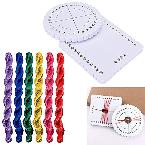 HAOBIN 2 StüCke Disk Macrame Runde Quadratische Kumihimo Scheiben Perlenschnur Scheiben Flechtscheibe Geflochtene ​Schnur String 6 BüNdel NylonfäDen Zur Herstellung SpitzenarmbäNdern Und Handschlaufen