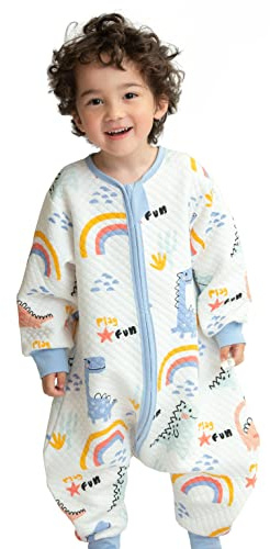Chilsuessy Baby Ganzjahres Schlafsack mit Füßen 1,5 Tog Kinder Schlafsack für Säugling und Kleinkind, Dinosaurier, XXL/Baby, 130-150cm